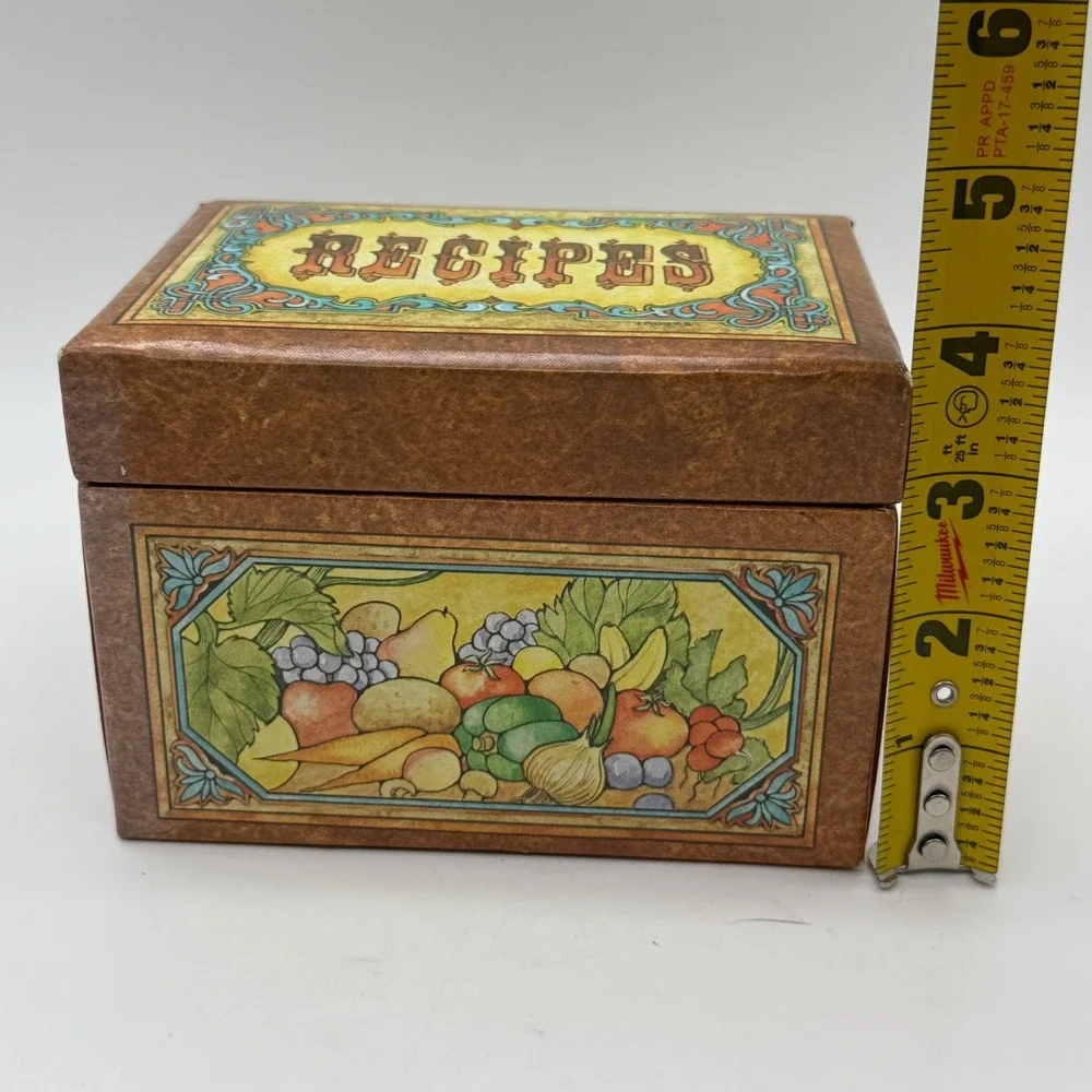 Vintage 1979 Kitchen Fare Recipe Box Set Current Inc Brown Harvest Fruit Cards